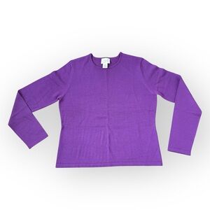 Ann Taylor Loft Purple Long Sleeve Crew Neck Knit Sweater - Merino Wool Blend